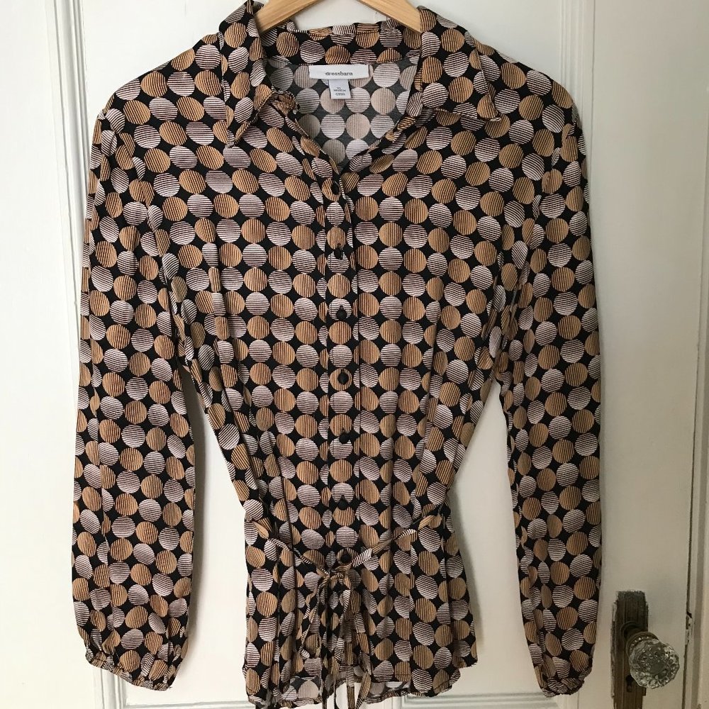 Polka Dot Button-Down Blouse